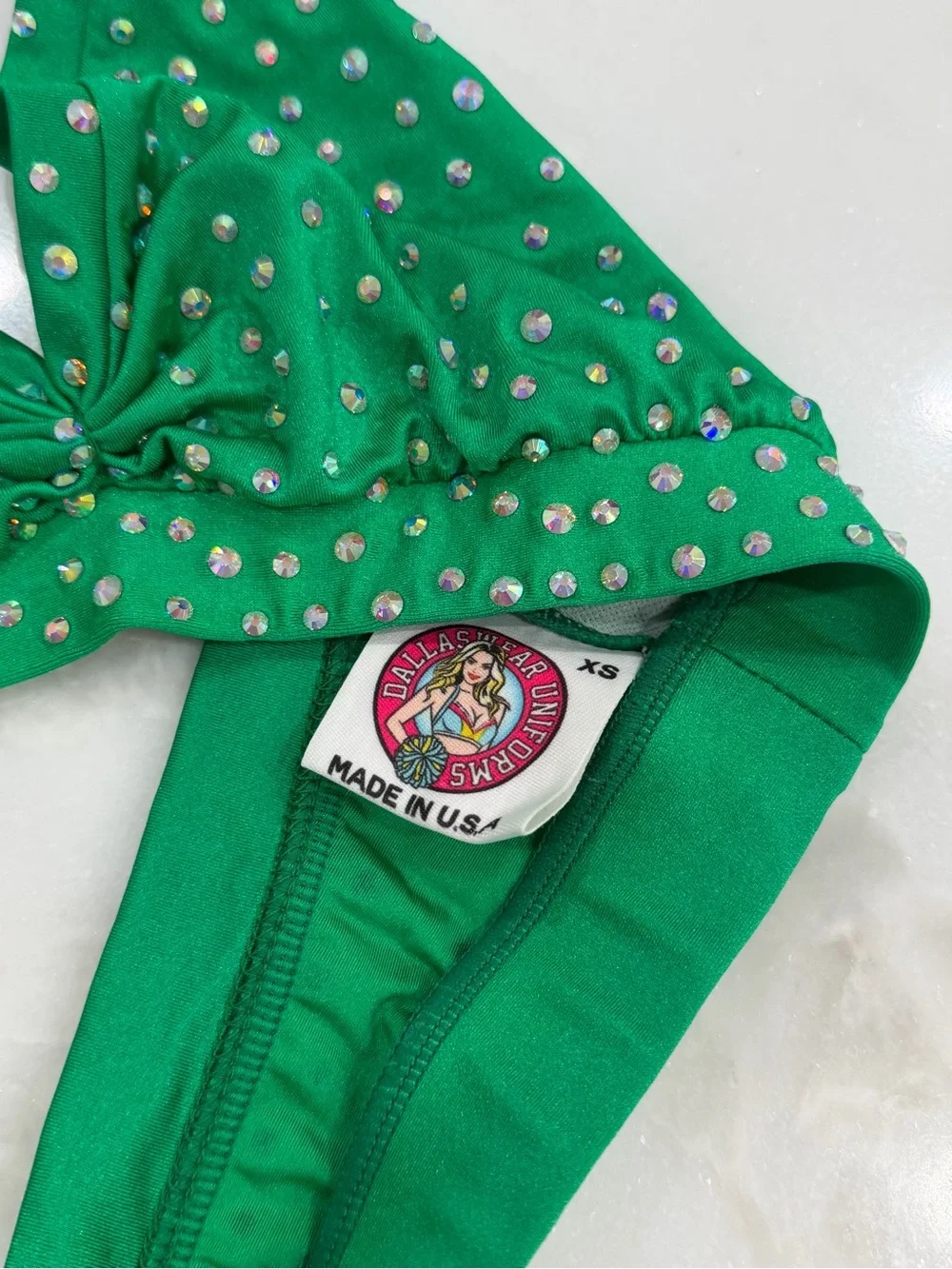 Kelly Green Dallaswear Rhinestone Top & Short NFL NBA Dance Audition Set